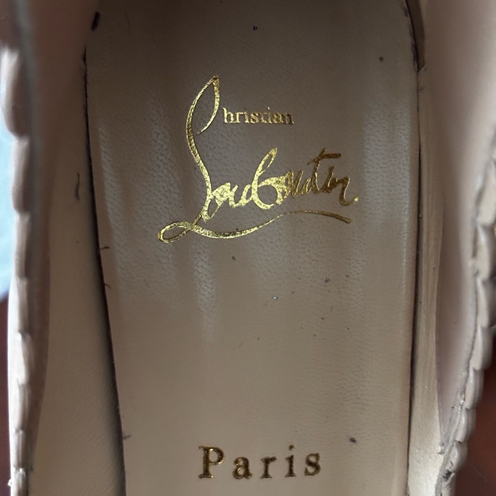 Christian Louboutin Pijonina 120 Peep Toe Scalloped Pumps Size 37.5 - Picture 12 of 15